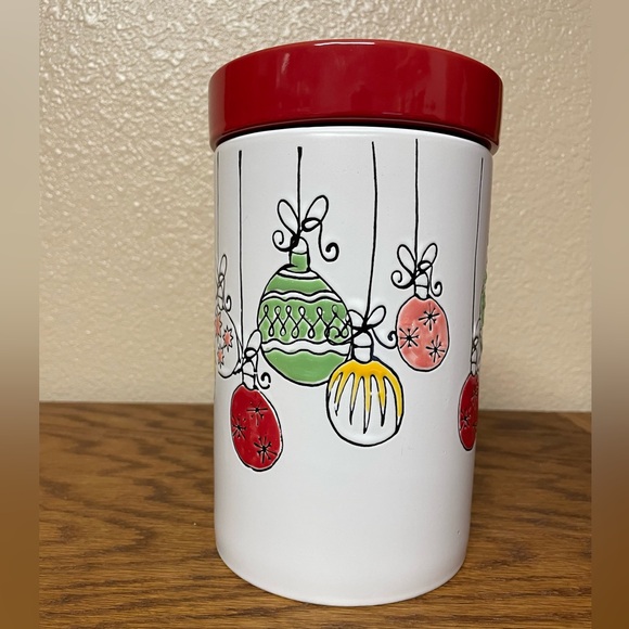 New Christmas ORNAMENTS Ceramic Canister 8” Tall - Picture 5 of 8